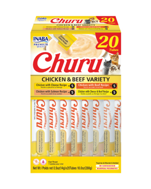 CHURU SNACK PURE VARIEDADES DE POLLO CON TERNERA 20X14GR