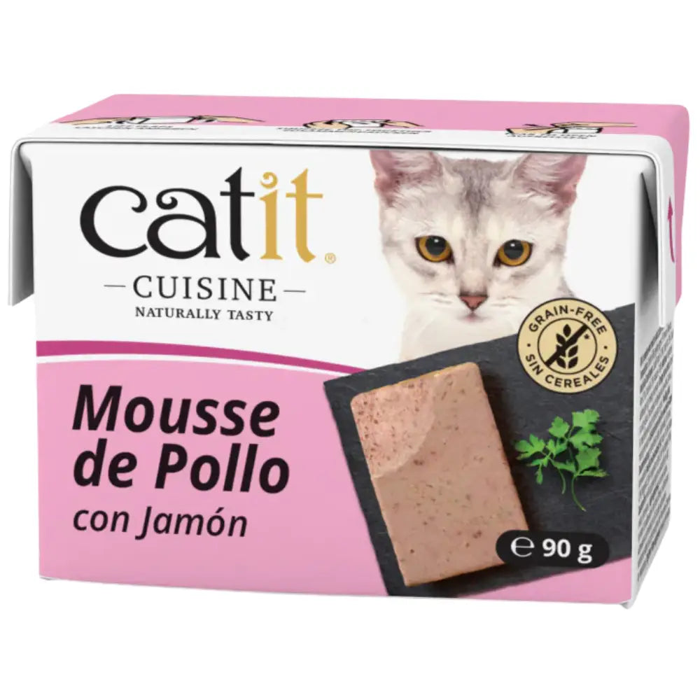 CATIT CUISINE MOUSSE DE POLLO CON JAMON 90GR