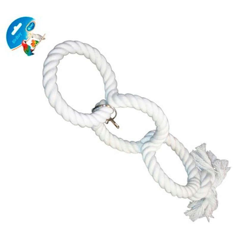 DUVO JUGUETE LORO CUERDA 3 ANILLOS 43cm