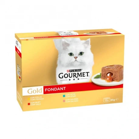 GOURMET GOLD SURTIDO PACK 12X85GR BUEY, CONEJO Y PESCADO