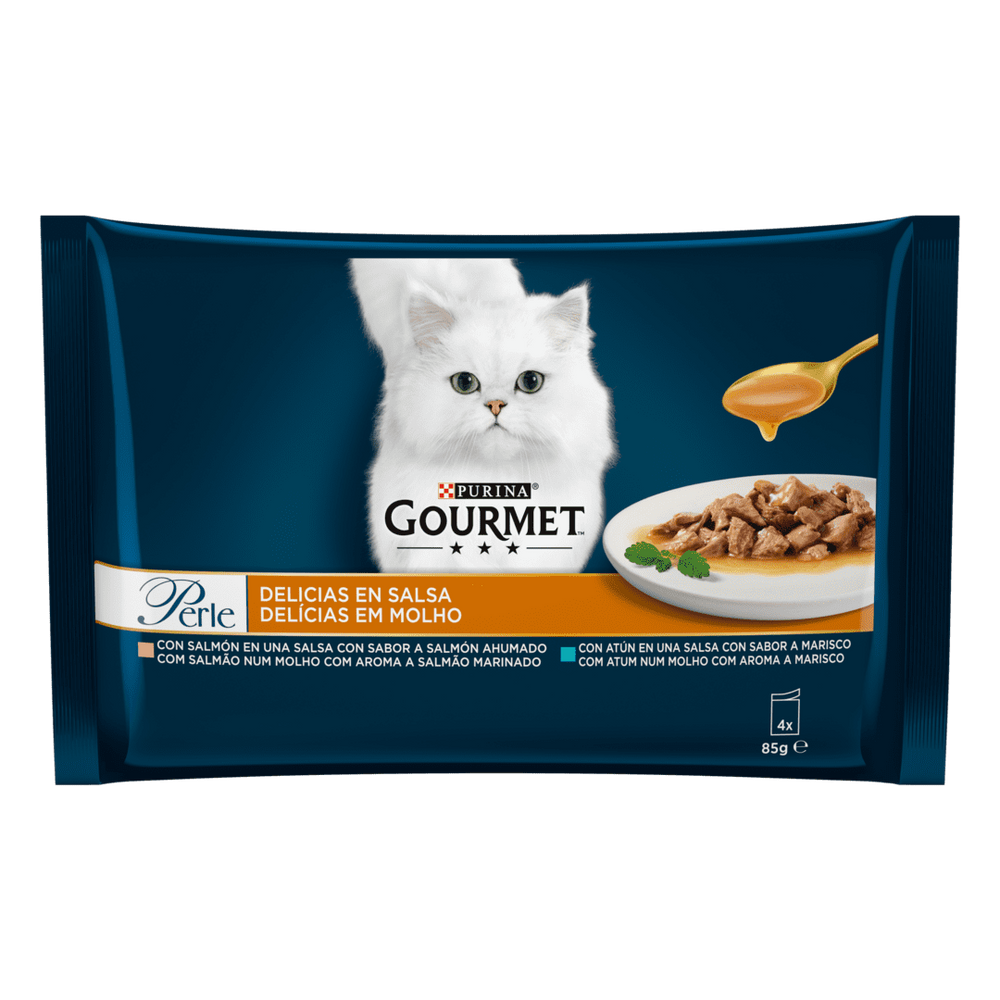 GOURMET PERLE DELICIAS EN SALSA 4X85GR ATÚN Y MARISCO