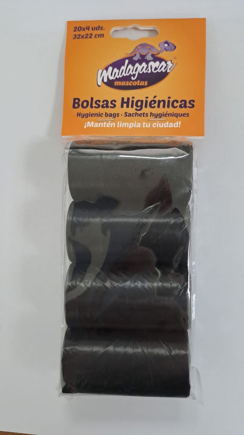 BOLSAS HIGIÉNICAS 4 ROLLOS DE 20 BOLSAS 4 COLORES