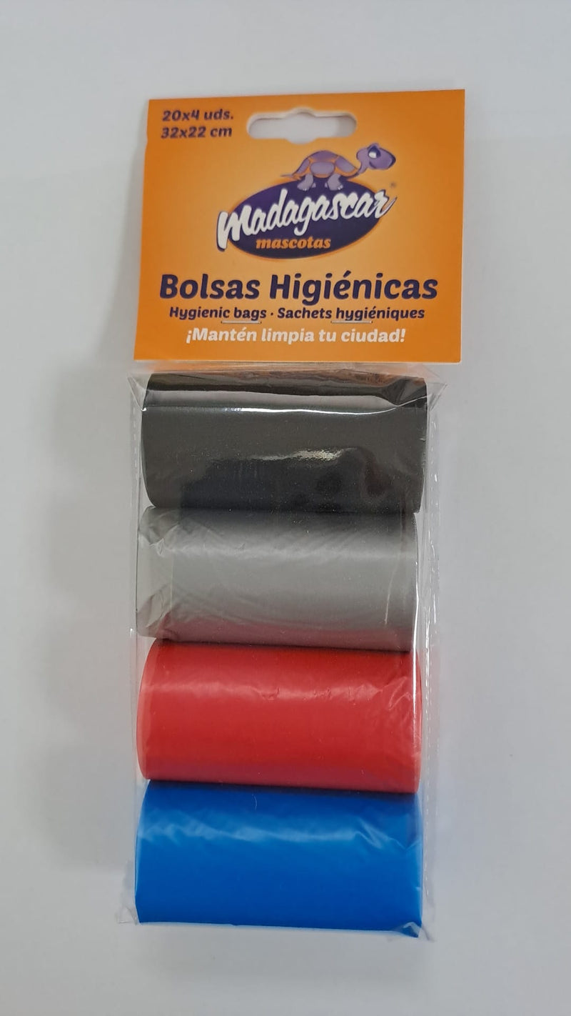 BOLSAS HIGIÉNICAS 4 ROLLOS DE 20 BOLSAS NEGRAS