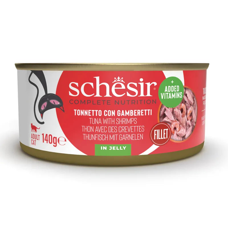 SCHESIR CAT GELATINA ATUN CON GAMBAS 140GR