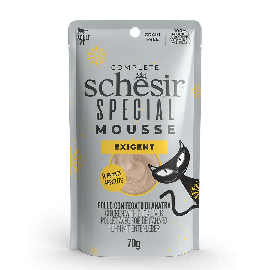 SCHESIR CAT MOUSSE SPECIAL EXIGENT POLLO CON HIGADO DE PATO 70GR