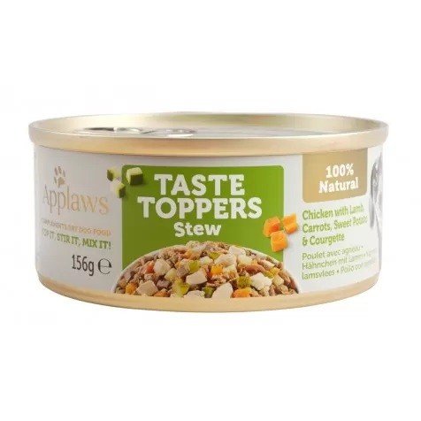 APPLAWS DOG LATA TOPPER ESTOFADO DE POLLO Y CORDERO CON VERDURAS 156GR