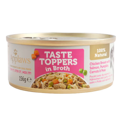APPLAWS DOG LATA TOPPER POLLO/SALMON/VERDURAS EN CALDO 156GR