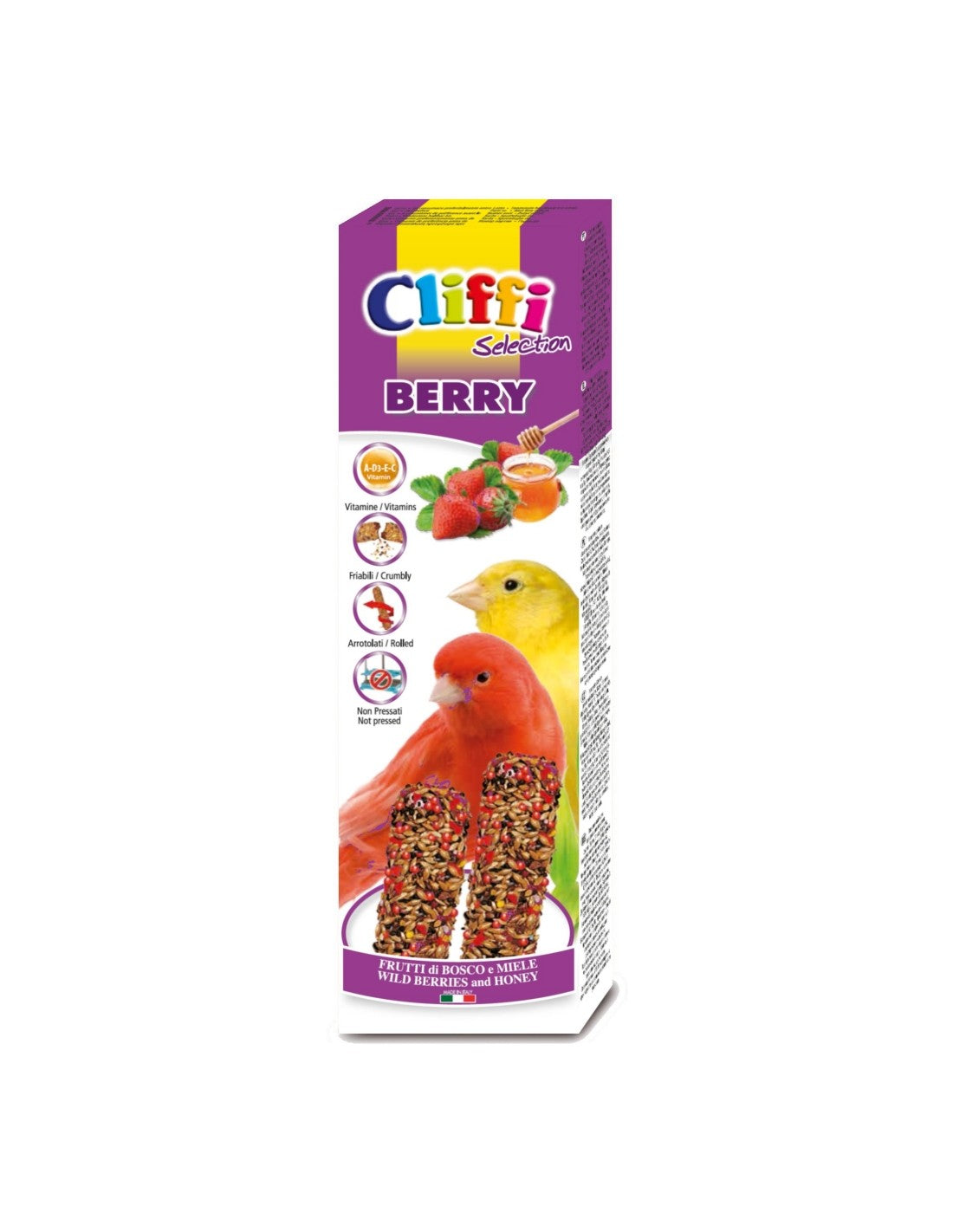 BARRITAS CANARIO FRUTAS DEL BOSQUE/MIEL 2PZ/60GR.CLIFFI