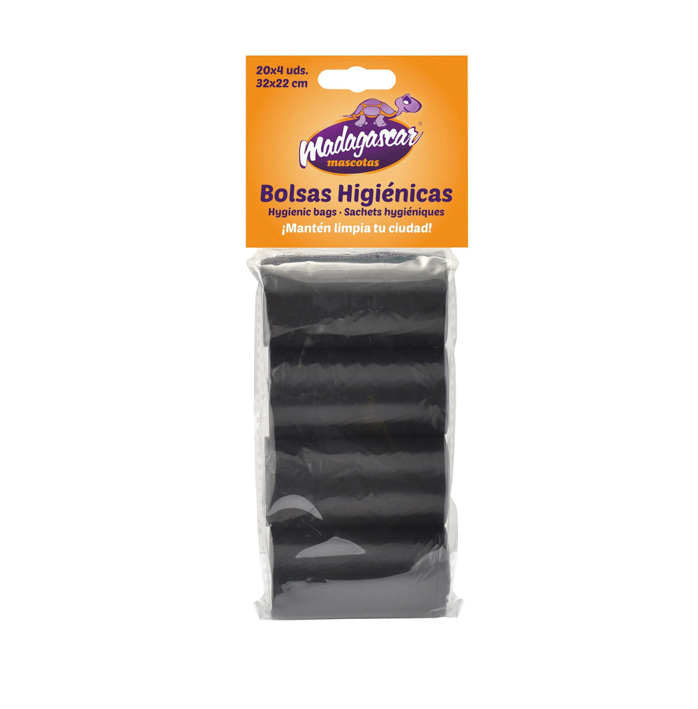 BOLSAS HIGIENICAS 4 ROLLOS DE 20 BOLSAS NEGRO