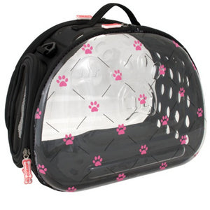 BOLSO TRANSPARENTE PLEGABLE PINK PAWS 39X24X29CM