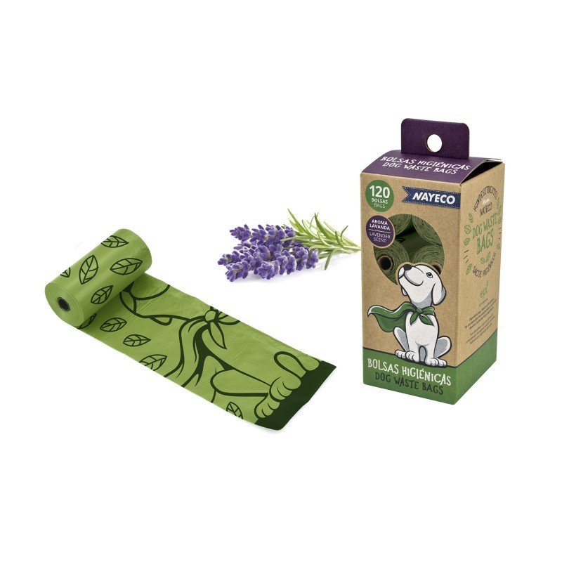 CAJA 8 ROLLOS BOLSAS HIGIENICAS AROMA LAVANDA