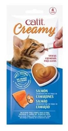CATIT CREAMY SALMON Y GAMBAS 15X10GR