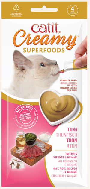 CATIT CREAMY SUPERFOOD ATUN CON COCO Y WAKAME 4X10GR