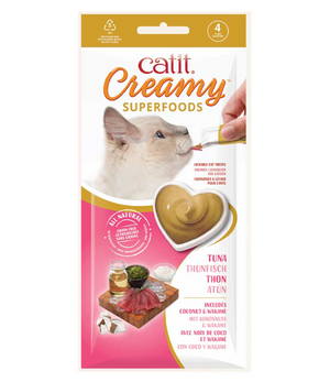 CATIT CREAMY SUPERFOOD ATUN CON COCO Y WAKAME 4X10GR