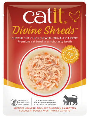 CATIT DIVINE SHREDS POLLO ATUN Y ZANAHORIA 75 GR