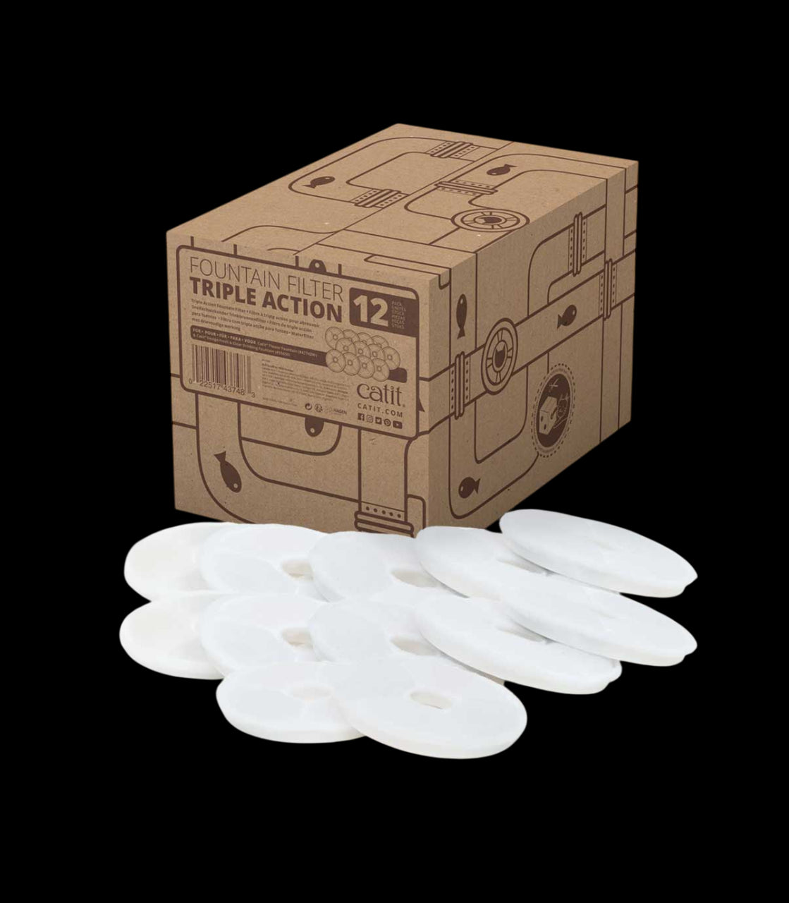 CATIT FILTRO TRIPLE ACCION FUENTE (12 FILTROS)