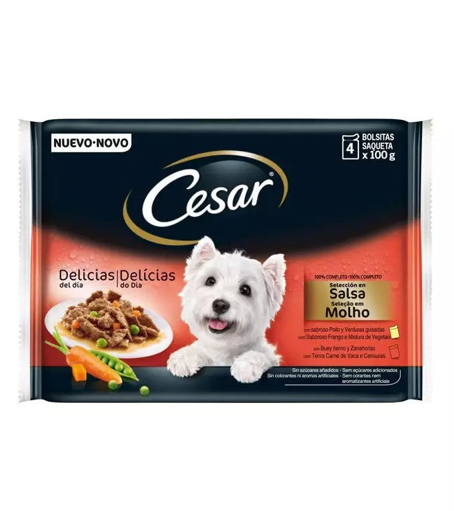 CESAR POUCH SELECCION EN SALSA 4X100GR