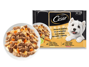 CESAR SELEC.GELAT. POLLO/ZANAH/BU 4X100GR