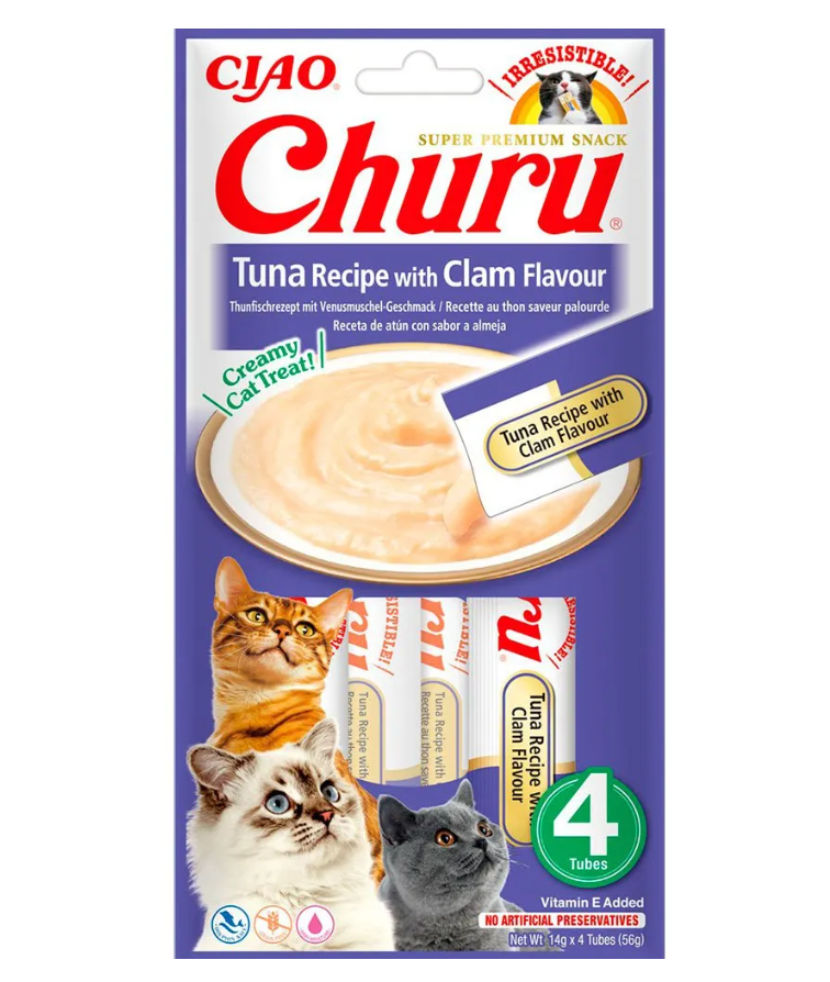 CHURU CAT RECETA DE ATUN CON ALMEJA 4X14GR