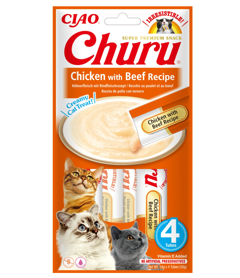 CHURU CAT RECETA DE POLLO CON BUEY 4X14GR
