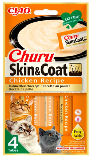 CHURU CAT SKIN&COAT RECETA DE POLLO 4X15GR