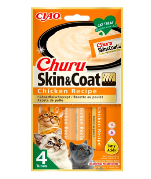 CHURU CAT SKIN&COAT RECETA DE POLLO 4X15GR