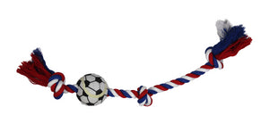 CUERDA 55 CM CON 3 NUDOS Y PELOTA DE FUTBOL