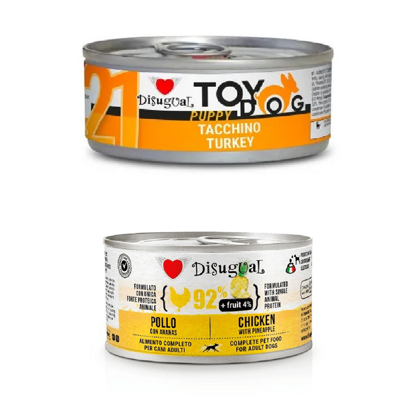 DISUGUAL TOY DOG WET PAVO Y POLLO/PIÑA 85G