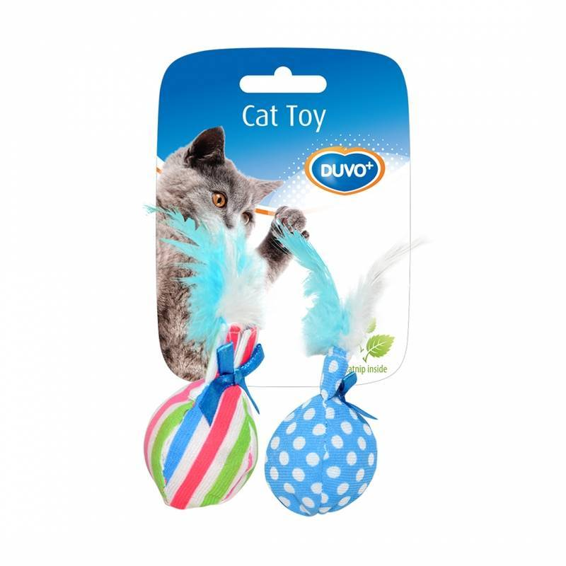 DUVO JUGUETE GATO BOLAS CON PLUMA 14 X 8 X 4 CM