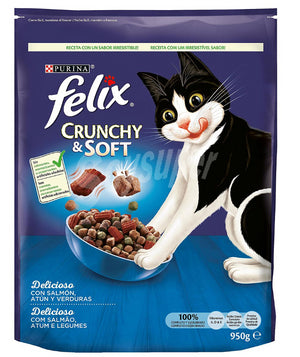 FELIX CRUNCHY & SOFT SALMON/ATUN/VERDURA 950GR