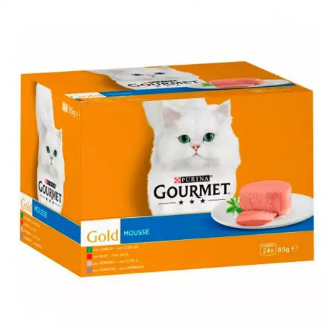 GOURMET GOLD MOUSSE MEGAPACKTERNERA, BUEY, CORDERO Y CONEJO 24X85GR