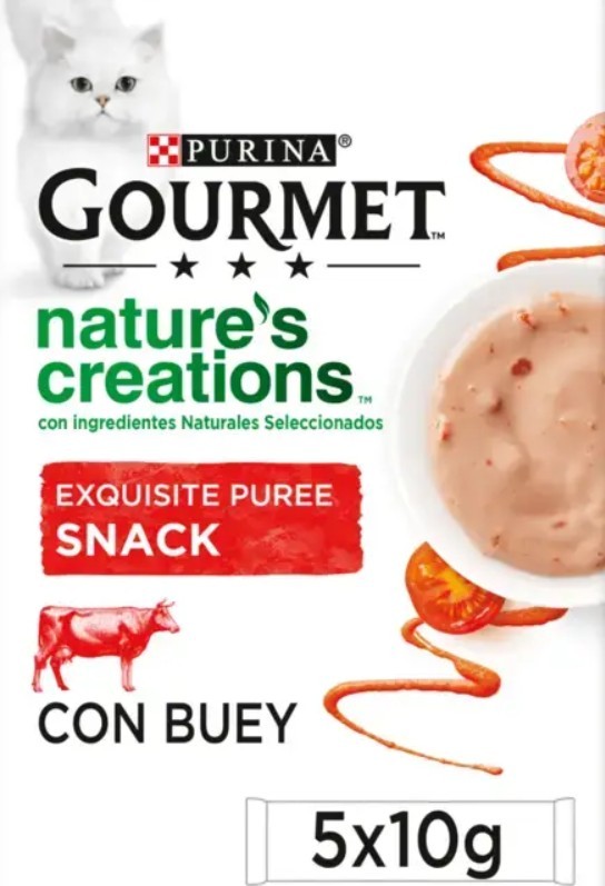 GOURMET NATURE´S CREATIONS PURE BUEY/TOMATE 5X10GR