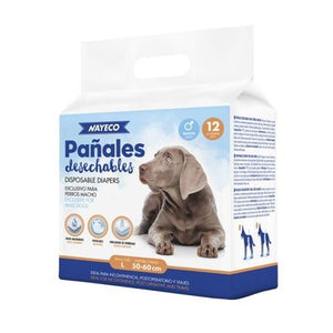 PAÑAL PARA PERRO MACHO L 12UDS. (50-60CM)