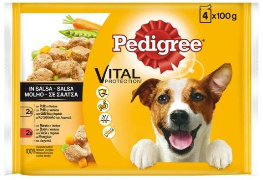 PEDIGREE MULTIPACK BOLSITAS POLLO/BUEY/VERDURAS 4X100GR
