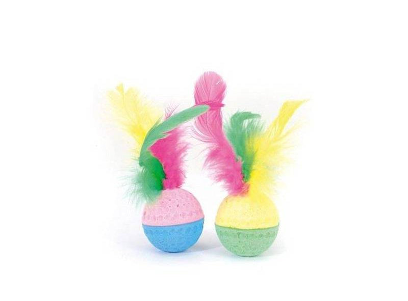 PELOTA DE ESPONJA CON PLUMA 40MM