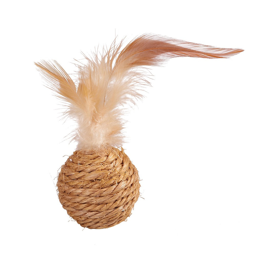PELOTA SISAL CON PLUMAS 4,2CM