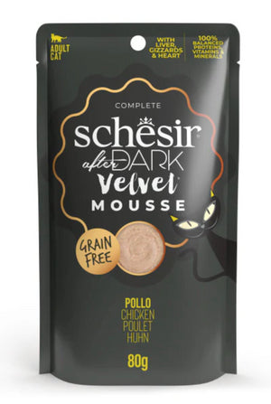 SCHESIR CAT DARK MOUSSE POLLO 80GR