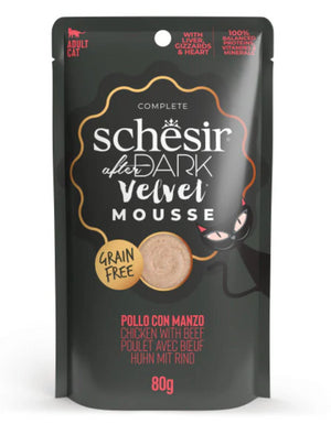 SCHESIR CAT DARK MOUSSE POLLO Y TERNERA 80GR