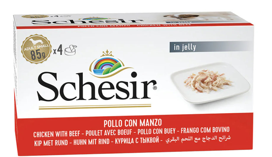 SCHESIR POLLO Y BUEY GELATINA 4X85GR