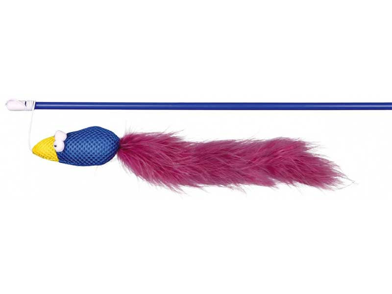 VARITA DE JUEGO CON PAJARO Y PLUMAS, 50 CM