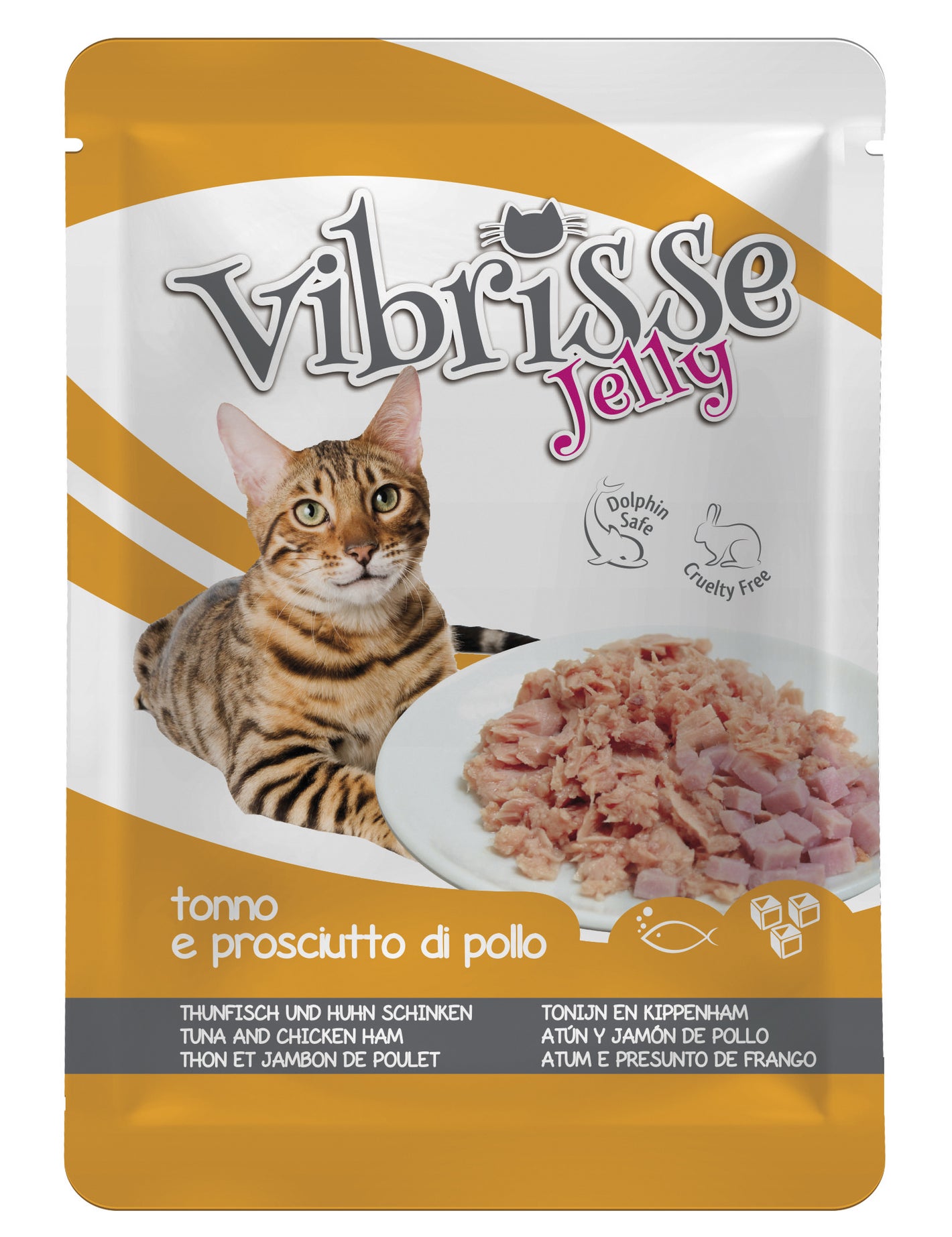 VIBRISSE CAT ATUN Y JAMONCITOS DE POLLO EN GELATINA 70GR