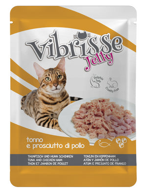 VIBRISSE CAT ATUN Y JAMONCITOS DE POLLO EN GELATINA 70GR