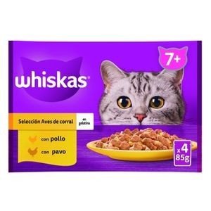 WHISKAS 7+SENIOR AVES 4X85GR