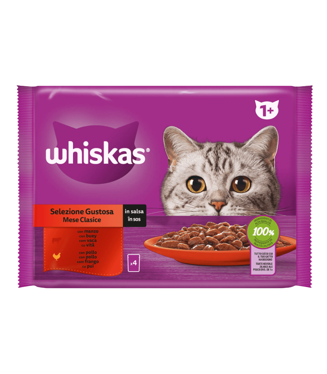 WHISKAS MULTI 1+SELECCION CARNES 4X85GR