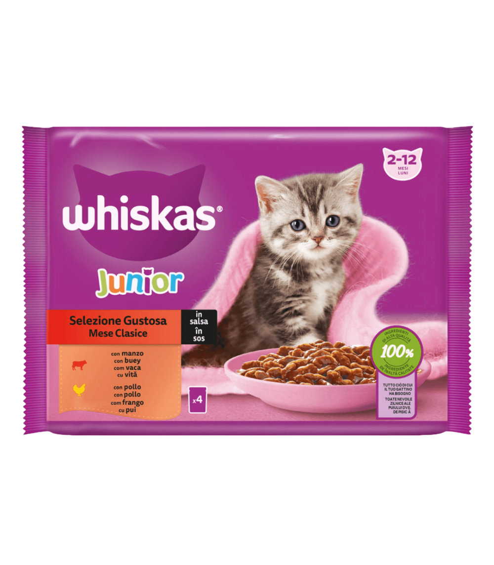 WHISKAS MULTI JUNIOR SELECCION CARNES 4X85GR