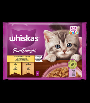 WHISKAS PURE JUNIOR AVES 4X85GR