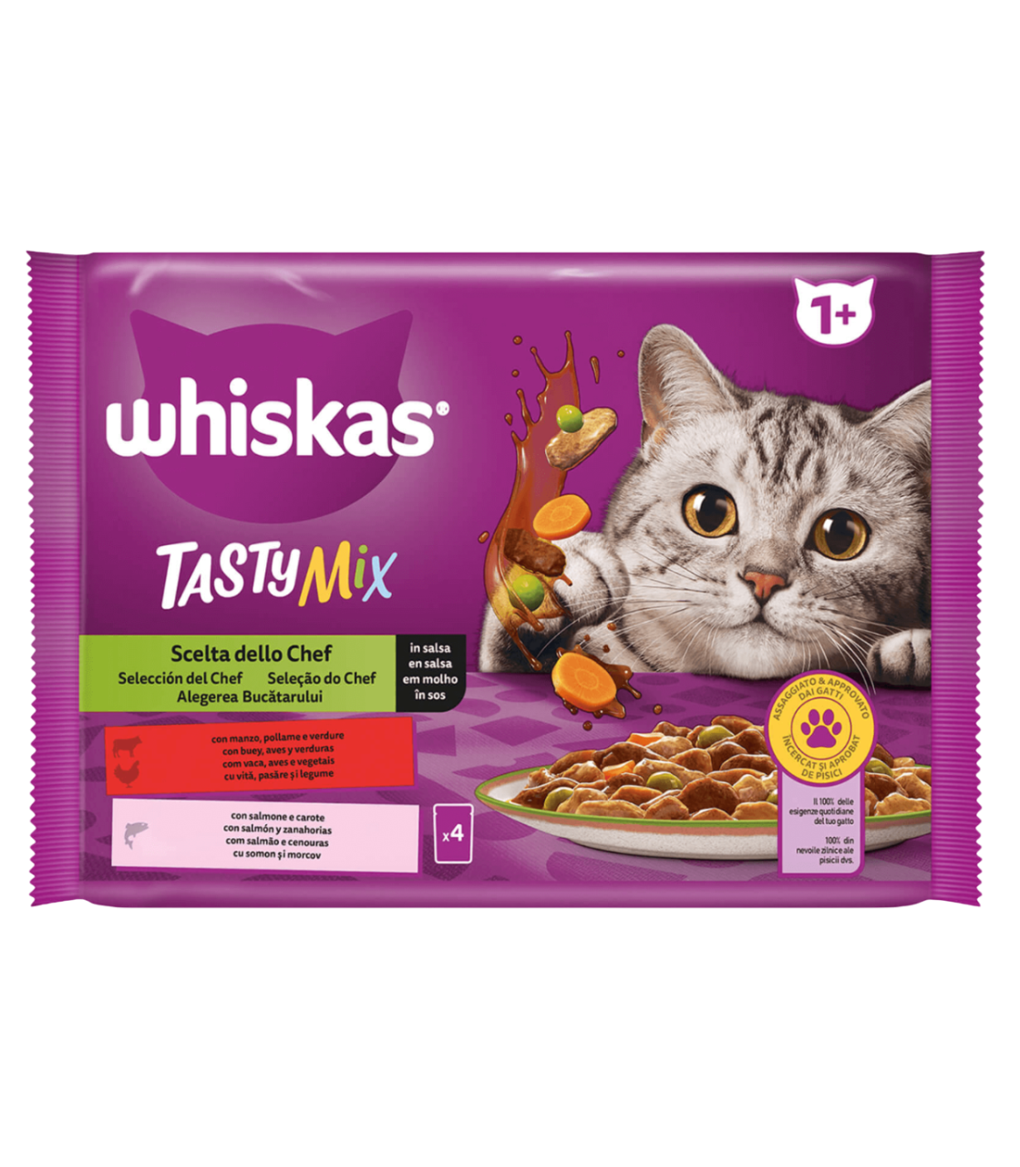 WHISKAS TASTY MIX SELECCION DEL CHEF 4X85GR