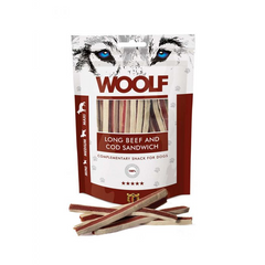 WOOLF LONG BEEF AND COD CHUNKIES 100GR