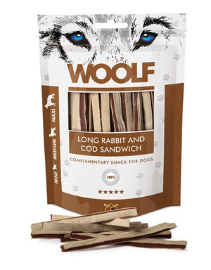 WOOLF LONG RABBIT AND COD SANDWICH 100GR