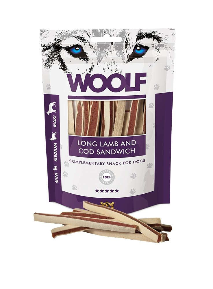WOOLF SOFT LAMB AND COD SANDWICH LONG 100GR